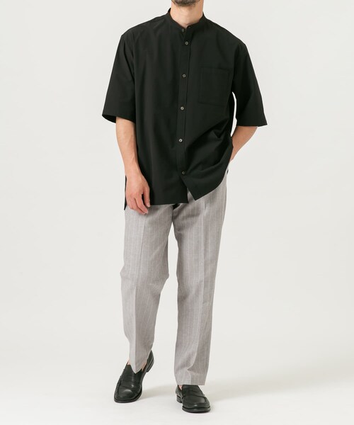 URBAN RESEARCH ROSSO（アーバンリサーチロッソ）の「『XLサイズあり』マイクロサッカーバンドカラー半袖シャツ（シャツ/ブラウス・メンズ・BLACK/NAVY/CHARCOAL/DARK BROWN・S/M/L/XL）」の18枚目の写真