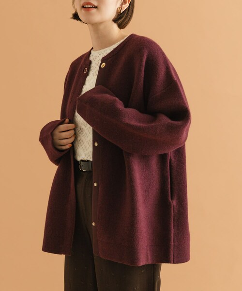 URBAN RESEARCH ROSSO（アーバンリサーチロッソ）の「F by ROSSO　ハミルトン接結ニットコート（テーラードジャケット・レディース・L/GREIGE/GRAY/D/CHERRY・Free）」の6枚目の写真
