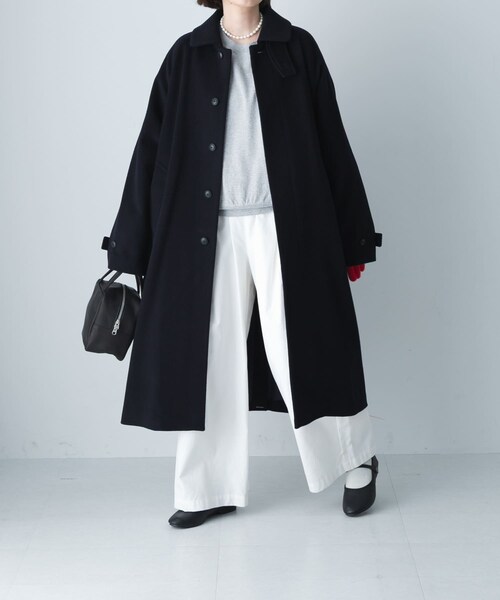 かぐれ（カグレ）の「ウールバルカラーコート（ステンカラーコート・レディース・NAVY/BLACK・Free）」の7枚目の写真