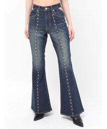 EVRIS | スタッズオープンウエストフレアデニムパンツ【セットアップ着用可能】(デニムパンツ)