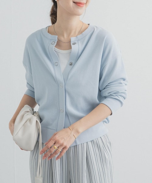 URBAN RESEARCH DOORS（アーバンリサーチドアーズ）の「ライトタックフライスカーディガン（カーディガン/ボレロ・レディース・NATURAL/L.BLUE/CHARCOAL・Free）」の3枚目の写真