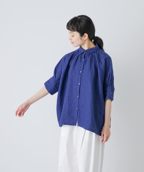 かぐれ（カグレ）の「Honnete　H/SLV GATHER SHIRTS（シャツ/ブラウス・レディース・BLUE/NOIR/SILVER・One）」の13枚目の写真