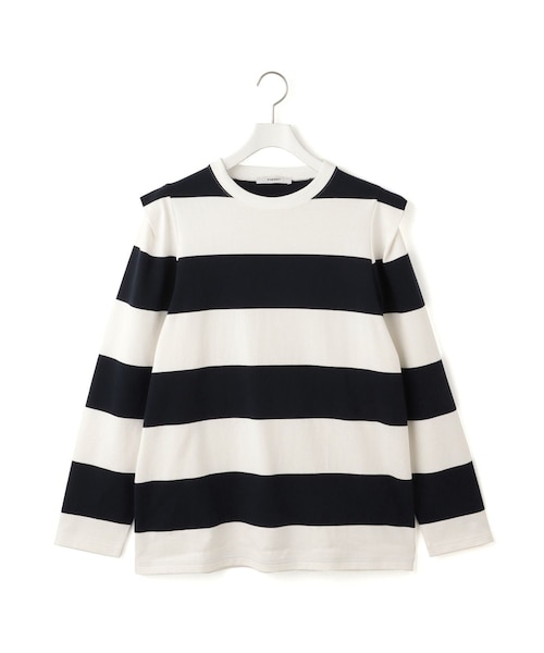 ADAM ET ROPE'(アダムエロペ)の「【PHEENY(フィーニー)】別注 Heavy weight border tucked sleeve(Tシャツ/カットソー・レディース・ネイビー/ワイン系・F)」の12枚目の写真