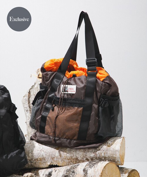 EKAL（エカル）の「『別注』Caribou Mountaineering×EKAL　L.WEIGHT PACKTOTE（トートバッグ・メンズ・BLACK/BROWN・one）」の3枚目の写真
