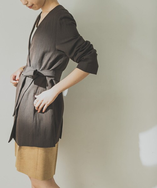 URBAN RESEARCH（アーバンリサーチ）の「ノーカラーヘリンボンジャケット（ノーカラージャケット・レディース・BROWN/D.GRY・36/38）」の20枚目の写真