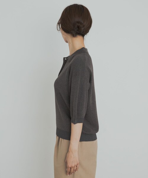 URBAN RESEARCH DOORS(アーバンリサーチドアーズ)の「ニットポロシャツ(ポロシャツ・レディース・BLACK/CHARCOAL/Y.KHAKI・M)」の22枚目の写真