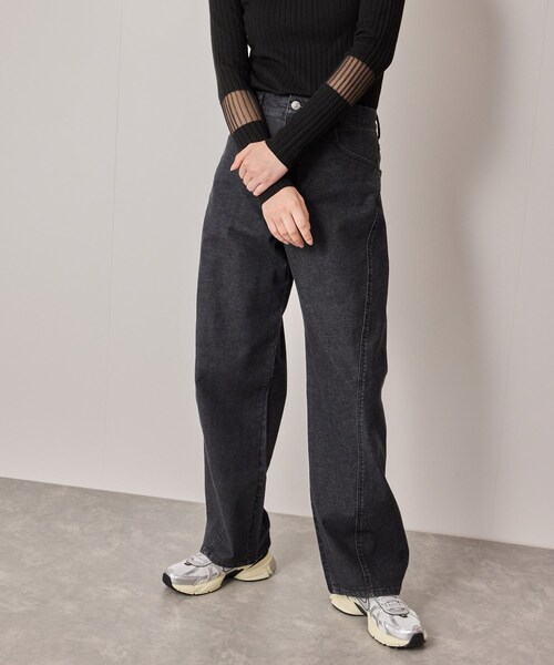 NERGY（ナージー）の「【シアバター配合】カーブワイドパンツ（デニムパンツ・レディース・ブラック・M/S）」の7枚目の写真