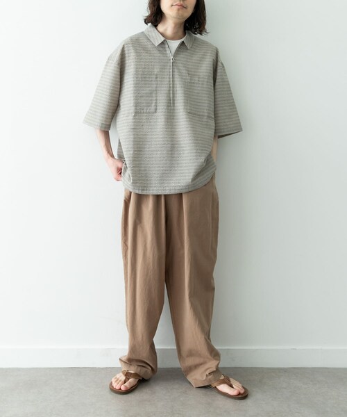 URBAN RESEARCH Sonny Label(アーバンリサーチサニーレーベル)の「シアサッカーハーフジッププルオーバー(シャツ/ブラウス・メンズ・ベージュ/ブルー・M/L)」の11枚目の写真