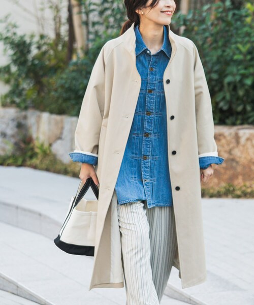 URBAN RESEARCH DOORS（アーバンリサーチドアーズ）の「『撥水』BACKヨークスタンドカラーコート（テーラードジャケット・レディース・L.BEIGE/BEIGE・Free）」の4枚目の写真