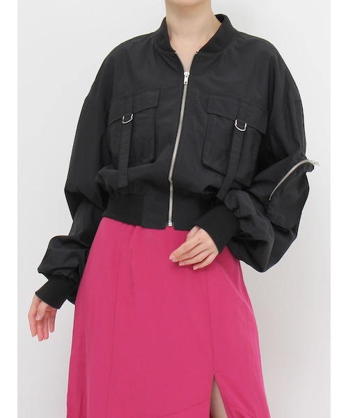 EVRIS（エヴリス）の「BIGポケットショートMA-1（MA-1・レディース・ホワイト/ブラック/イエロー・F）」の5枚目の写真