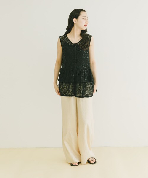 ITEMS URBANRESEARCH(アイテムズ アーバンリサーチ)の「シアースパンコールペプラムトップス(その他トップス・レディース・L.BEG/BLK・FREE)」の8枚目の写真