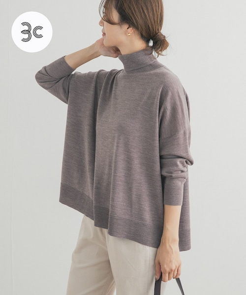 URBAN RESEARCH DOORS（アーバンリサーチドアーズ）の「ウォッシャブルウールタートルネックワイドプルオーバー（ニット/セーター・レディース・杢MOCHA/RED/GREEN/BROWN・M）」の2枚目の写真