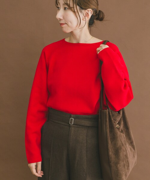 ITEMS URBANRESEARCH（アイテムズ アーバンリサーチ）の「『洗濯可』クルーネックラグランニット（ニット/セーター・レディース・GRY/L.PNK/NVY/BEG/RED・Free）」の5枚目の写真