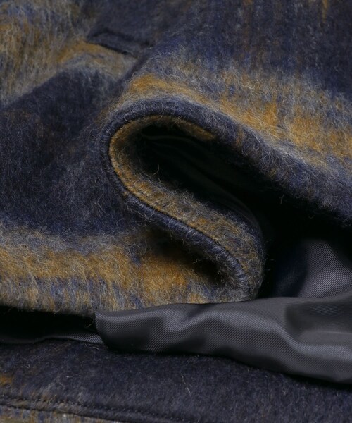 THE GOODLAND MARKET（ザグッドランドマーケット）の「cwtch　CHECK MIDDLE COAT（ノーカラージャケット・レディース・BEIGE/NAVY・FREE）」の20枚目の写真