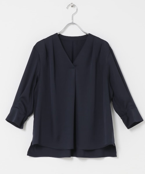 URBAN RESEARCH ROSSO（アーバンリサーチロッソ）の「シルキーツイルVネックブラウス（シャツ/ブラウス・レディース・OFF/MINT/NAVY・Free）」の3枚目の写真