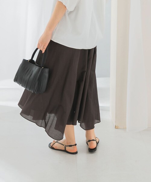 URBAN RESEARCH ROSSO（アーバンリサーチロッソ）の「コットンシルクヘムデザインギャザースカート（スカート・レディース・red/sax/darkbrown・FREE）」の11枚目の写真