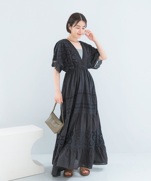 URBAN RESEARCH ROSSO（アーバンリサーチロッソ）の「インドコットンエンブロイダリーワンピース（ワンピース・レディース・BLACK・Free）」の2枚目の写真