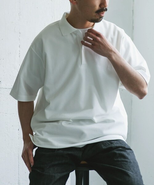 URBAN RESEARCH DOORS（アーバンリサーチドアーズ）の「『XLサイズ/WEB限定』『吸水速乾/接触冷感/イージーケア』クイックドライ 鹿の子 ポロシャツ（ポロシャツ・メンズ・BLUE GRAY/WHITE/BLACK・M/L/XL）」の11枚目の写真