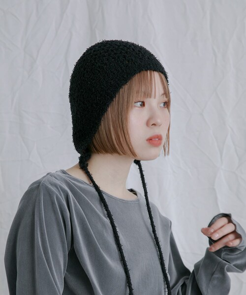 KBF（ケイビーエフ）の「スプリングニットボンネット（ニットキャップ/ビーニー・レディース・BLACK/BEIGE・one）」の6枚目の写真
