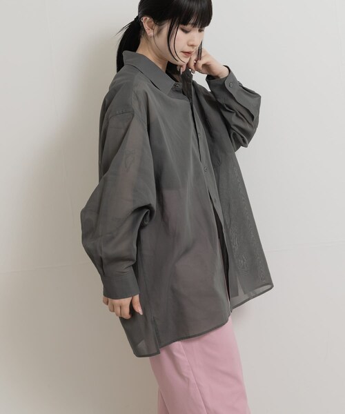 THE GOODLAND MARKET（ザグッドランドマーケット）の「『別注』MIDIUMISOLID×TGM　sheer voile shirts（シャツ/ブラウス・レディース・SAX/GRAY/OFF・one）」の9枚目の写真