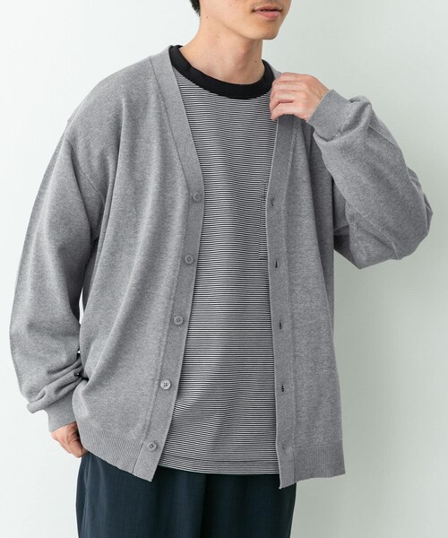 URBAN RESEARCH Sonny Label（アーバンリサーチサニーレーベル）の「強撚コットンニットカーディガン（カーディガン/ボレロ・メンズ・グレー/チャコール/レッド・M/L）」の9枚目の写真