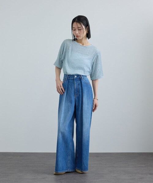 ADAM ET ROPE'(アダムエロペ)の「【WEB限定】ティアードラッセルシアーTシャツ(Tシャツ/カットソー・レディース・ブラック/ホワイト/サックス・F)」の19枚目の写真