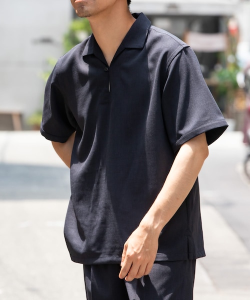 URBAN RESEARCH ROSSO（アーバンリサーチロッソ）の「『WEB限定』『セットアップ対応』パナマ風スキッパーシャツ（シャツ/ブラウス・メンズ・MOCHA/ICE GRAY/NAVY/BLACK・M/L）」の4枚目の写真