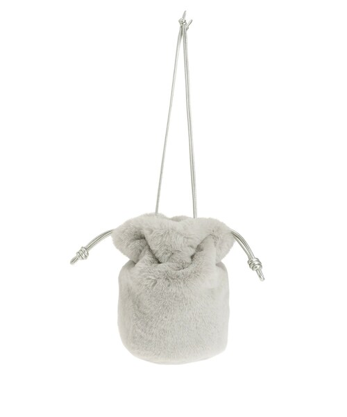 ELENDEEK(エレンディーク)の「ECO FUR DRAWSTRING BAG(ハンドバッグ・レディース・オフホワイト/グレー/パープル・F)」の4枚目の写真