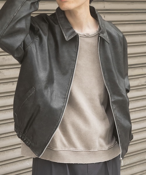 ITEMS URBANRESEARCH（アイテムズ アーバンリサーチ）の「F.L. ジップアップ ジャケット（ライダースジャケット・メンズ・BLK/FADED BLK/BRN/FADED BRN・M/L）」の15枚目の写真