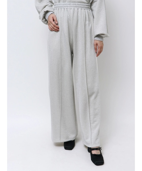 CALNAMUR（カルナムール）の「SIDE LINE RIBBON PRINT SWEAT PT/サイドラインリボンプリントスウェットパンツ（その他パンツ・レディース・ブラック/ピンク/シルバー・F）」の5枚目の写真