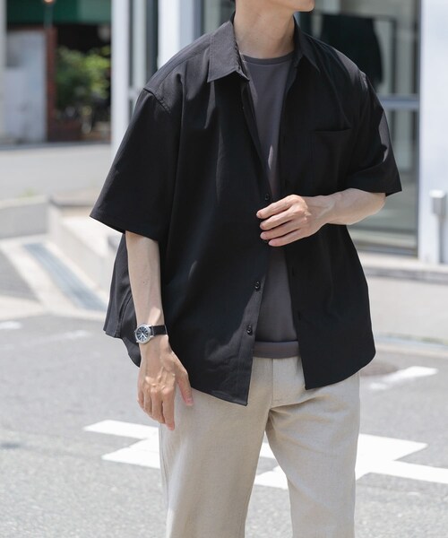 ITEMS URBANRESEARCH（アイテムズ アーバンリサーチ）の「ヨウリュウレギュラーカラー半袖シャツ（シャツ/ブラウス・メンズ・NVY/BRN/BLK・M/L）」の15枚目の写真