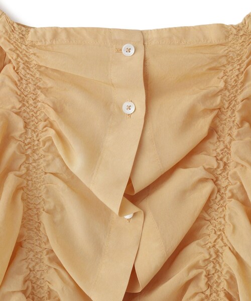 ADAM ET ROPE'(アダムエロペ)の「【J'aDoRe・一部店舗限定】【CURRENTAGE(カレンテージ)】シャーリングトップス(Tシャツ/カットソー・レディース・ベージュ/グリーン・F)」の11枚目の写真