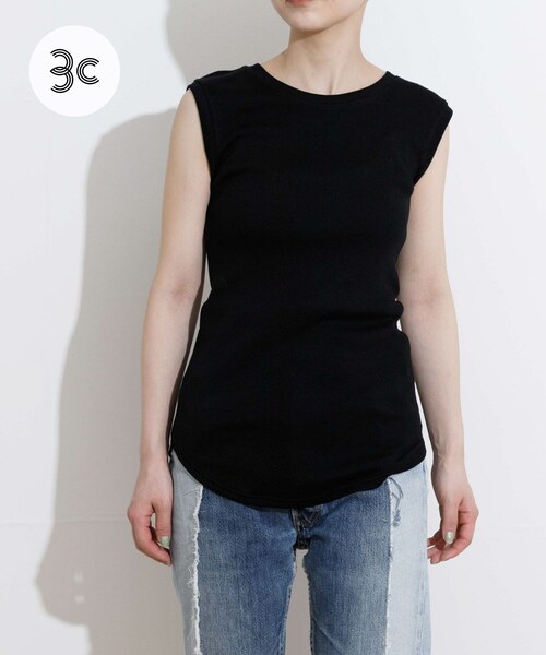 THE GOODLAND MARKET(ザグッドランドマーケット)の「『別注』MIDIUMISOLID×TGM Mix organic cotton tank-top(タンクトップ・レディース・Off/Black/Mocha・FREE)」の2枚目の写真