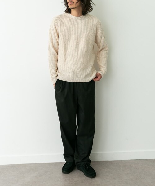 URBAN RESEARCH Sonny Label（アーバンリサーチサニーレーベル）の「ウォッシャブルウール混クルーネックニット（ニット/セーター・メンズ・アイボリー/グリーン/ダークブラウン/グレー/ブラック・M/L/XL）」の10枚目の写真
