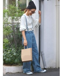 Ungrid | ショルダーストラップカットオフデニム(デニムパンツ)