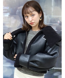 MURUA | オーバーカラーショートフェイクムートン(ブルゾン)