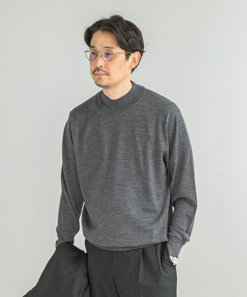 URBAN RESEARCH DOORS（アーバンリサーチドアーズ）の「LIFE STYLE TAILOR　マシンウォッシャブルハイゲージモックニット（シャツ/ブラウス・メンズ・IVORY/NAVY/杢CHARCOAL/杢BROWN・M/L）」の20枚目の写真