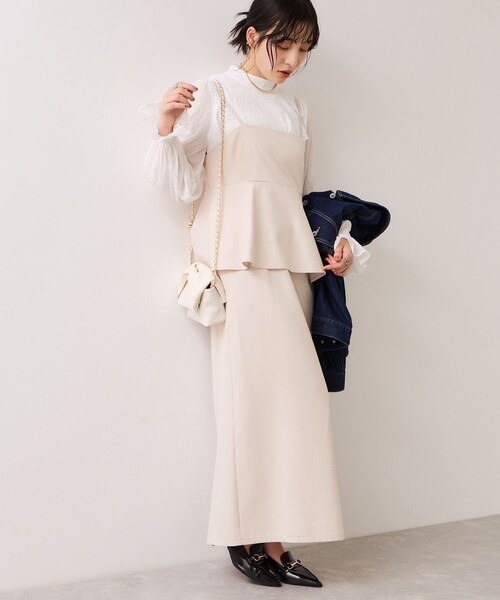 VIS（ビス）の「【WEB限定】美easyコンフォートツイルペプラム切替キャミワンピース/イージーケア・UVケア（ワンピース・レディース・グレー/ベージュ/ネイビー・F）」の10枚目の写真