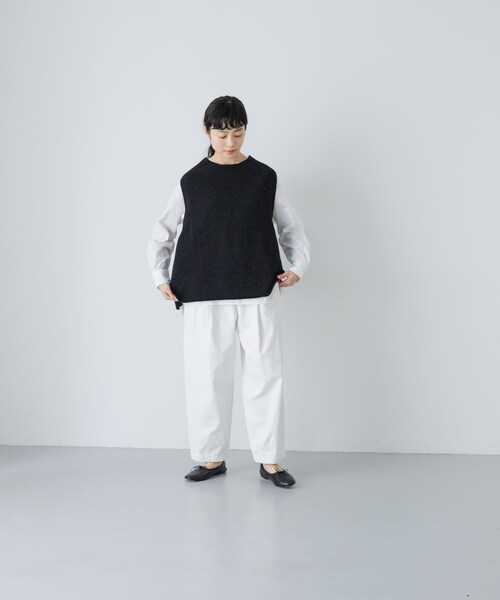 かぐれ（カグレ）の「テープヤーンニットベスト（ベスト・レディース・L/BEIGE/BLACK・Free）」の7枚目の写真