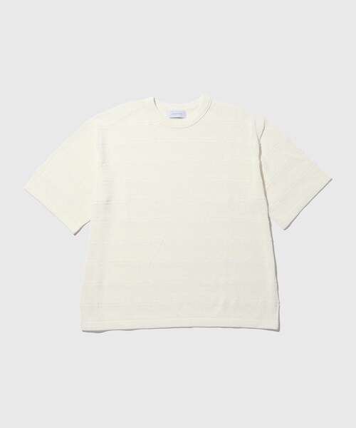 ADAM ET ROPE'(アダムエロペ)の「シアーボーダーニットTEE(Tシャツ/カットソー・メンズ・ブラック/チャコール/オフホワイト・L/M)」の1枚目の写真