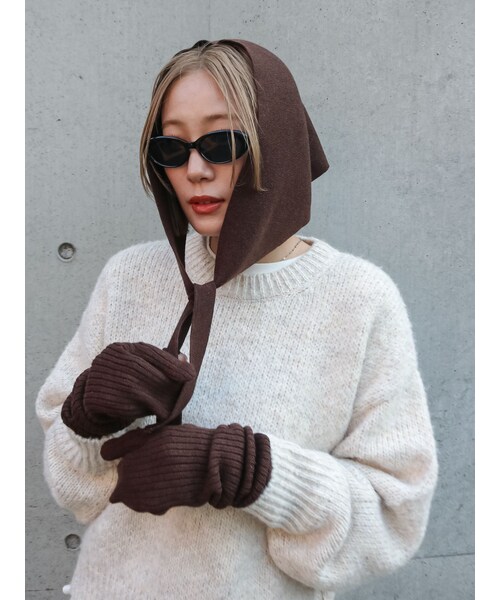 Ungrid（アングリッド）の「ニットスカーフミトンセット（手袋・レディース・ライトグレー/グレー/レッド/ブラウン・F）」の18枚目の写真