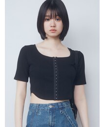 EMODA | ラウンドフックショートトップ(Tシャツ/カットソー)