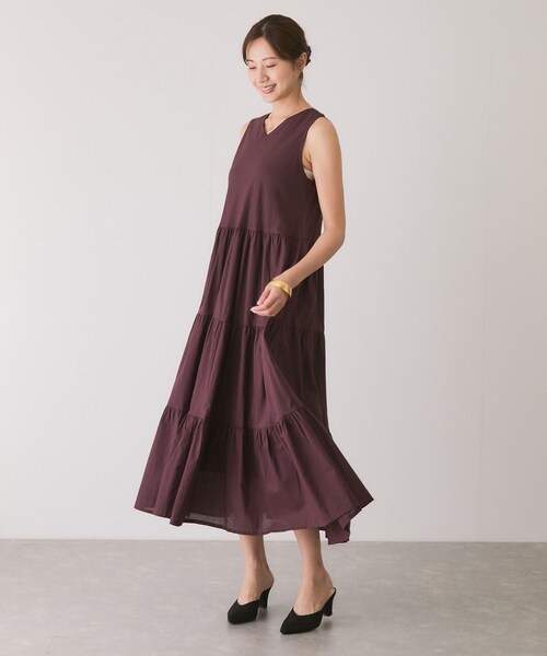 Jayro（ジャイロ）の「ティアードノースリーブフレアワンピース（ワンピース・レディース・ブラック/ダークブラウン/ネイビー・M）」の10枚目の写真