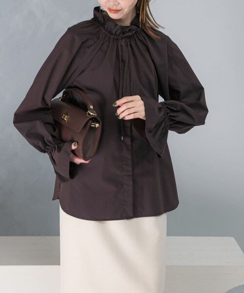 URBAN RESEARCH ROSSO（アーバンリサーチロッソ）の「フリルカラーブラウス（シャツ/ブラウス・レディース・WHITE/BABY PINK/D/BROWN・Free）」の9枚目の写真