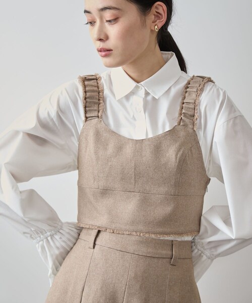 VIS（ビス）の「サマーツイードフリンジビスチェ（ベスト・レディース・キナリ系/キャメル系・F）」の2枚目の写真