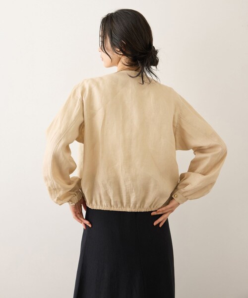 ROPE'（ロペ）の「ウォッシュリネンジップシャツブルゾン/イージーケア（ブルゾン・レディース・ベージュ/カーキ/ブルー・F）」の9枚目の写真
