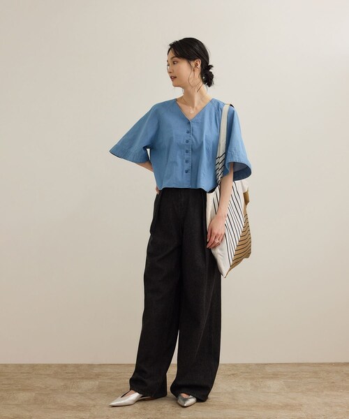 ROPE'(ロペ)の「幾何学柄シルクトートバッグ(トートバッグ・レディース・オフホワイト/サックス・F)」の12枚目の写真