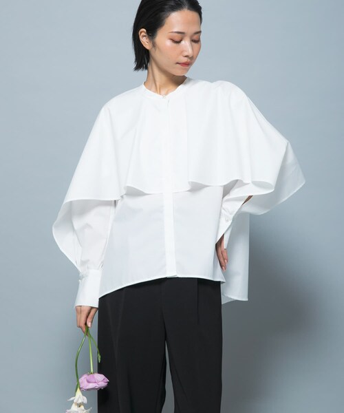 URBAN RESEARCH ROSSO（アーバンリサーチロッソ）の「『別注』CHIGNON×ROSSO　ラッフルシャツブラウス（シャツ/ブラウス・レディース・OWHITE/LBLUE・Free）」の5枚目の写真