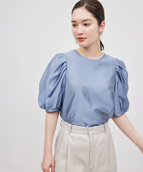 ROPE'（ロペ）の「【新色追加】【洗える】カールマイヤーパフスリーブブラウス【雑誌/メディア掲載】（シャツ/ブラウス・レディース・ホワイト/ブルー/ピンク/ブラック/ベージュ/ブルー系・F）」の7枚目の写真