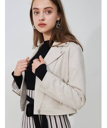 MERCURYDUO | フェイクスエードコンパクトライダースジャケット(ライダースジャケット)